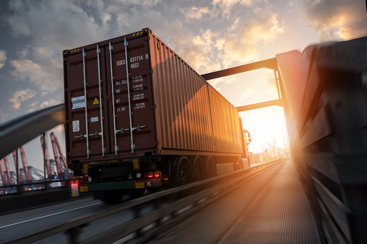 truck in a container port